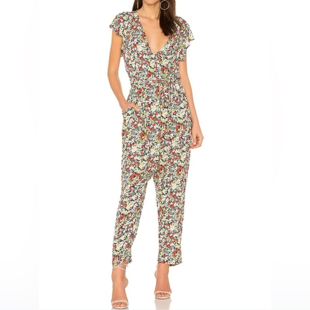 Free People Ruffle Your Feathers Jumpsuit Floral Print Size small